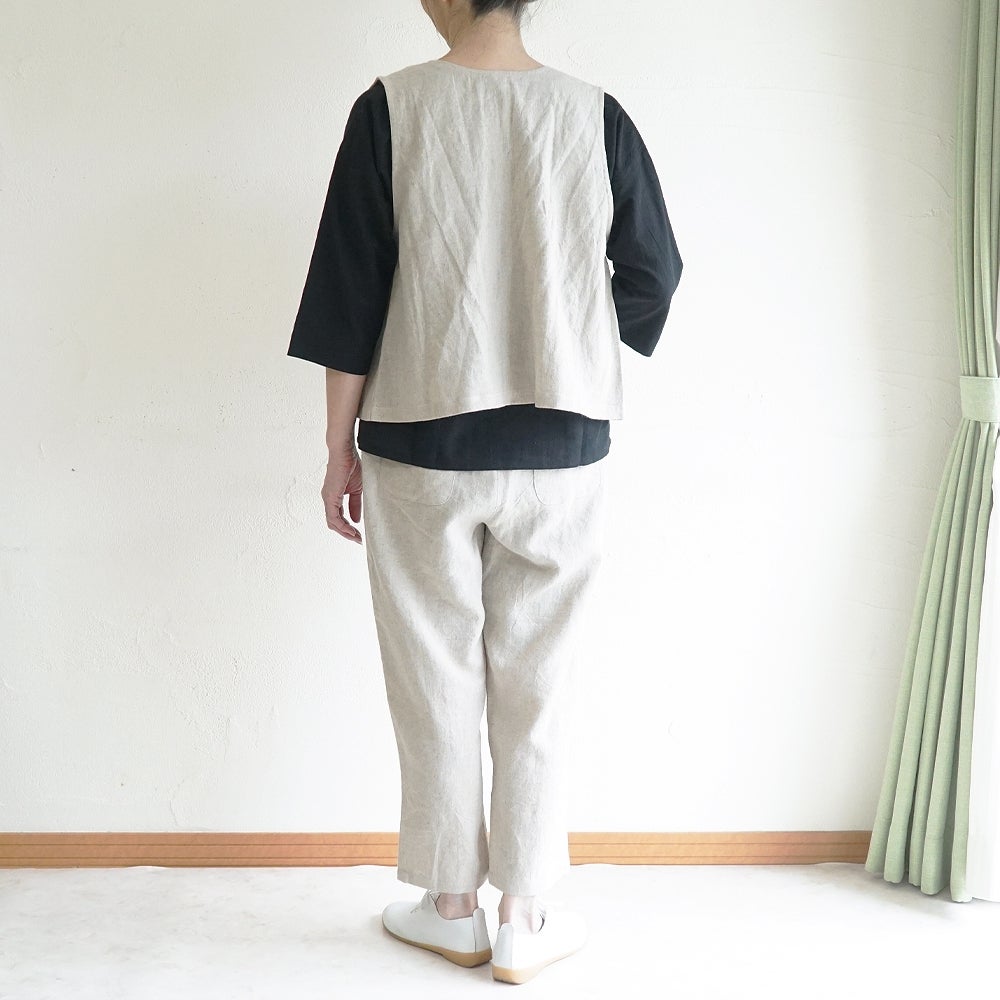 Branch m‘.,ブランチエム,ナチュラル,30代,40代,50代,60代,リネン,ゆったり,ベスト,リネンベスト,2wayベスト,2way,フォーマル,オケージョン,セットアップ,