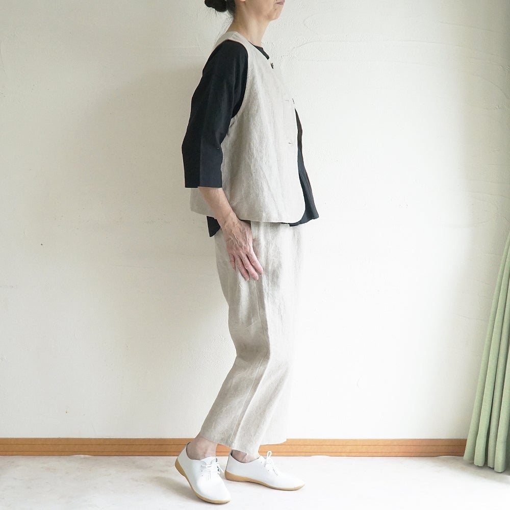 Branch m‘.,ブランチエム,ナチュラル,30代,40代,50代,60代,リネン,ゆったり,ベスト,リネンベスト,2wayベスト,2way,フォーマル,オケージョン,セットアップ,