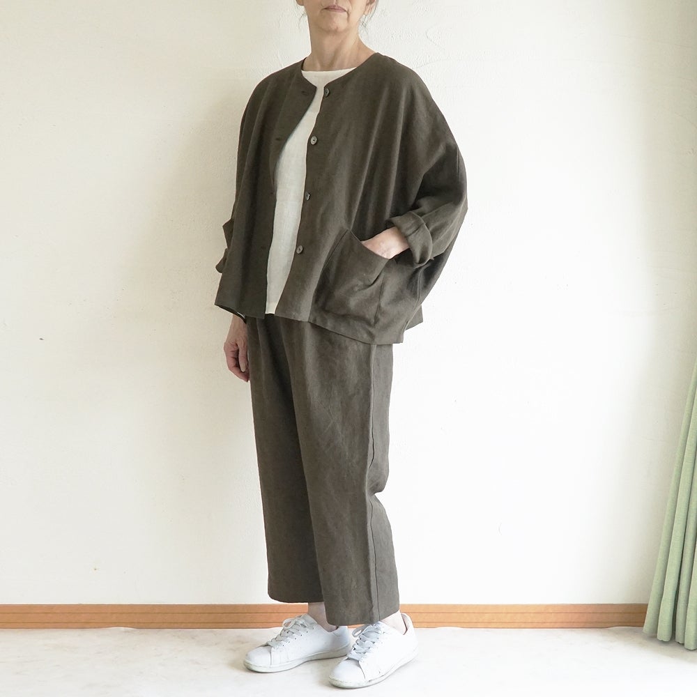 Branch m‘.,ブランチエム,ナチュラル,30代,40代,50代,60代,リネン,ゆったり,ジャケット,リネンジャケット,クルーネックジャケット,ノーカラージャケット,フォーマル,オケージョン,セットアップ,ドルマンスリーブ,ドルマンジャケット,