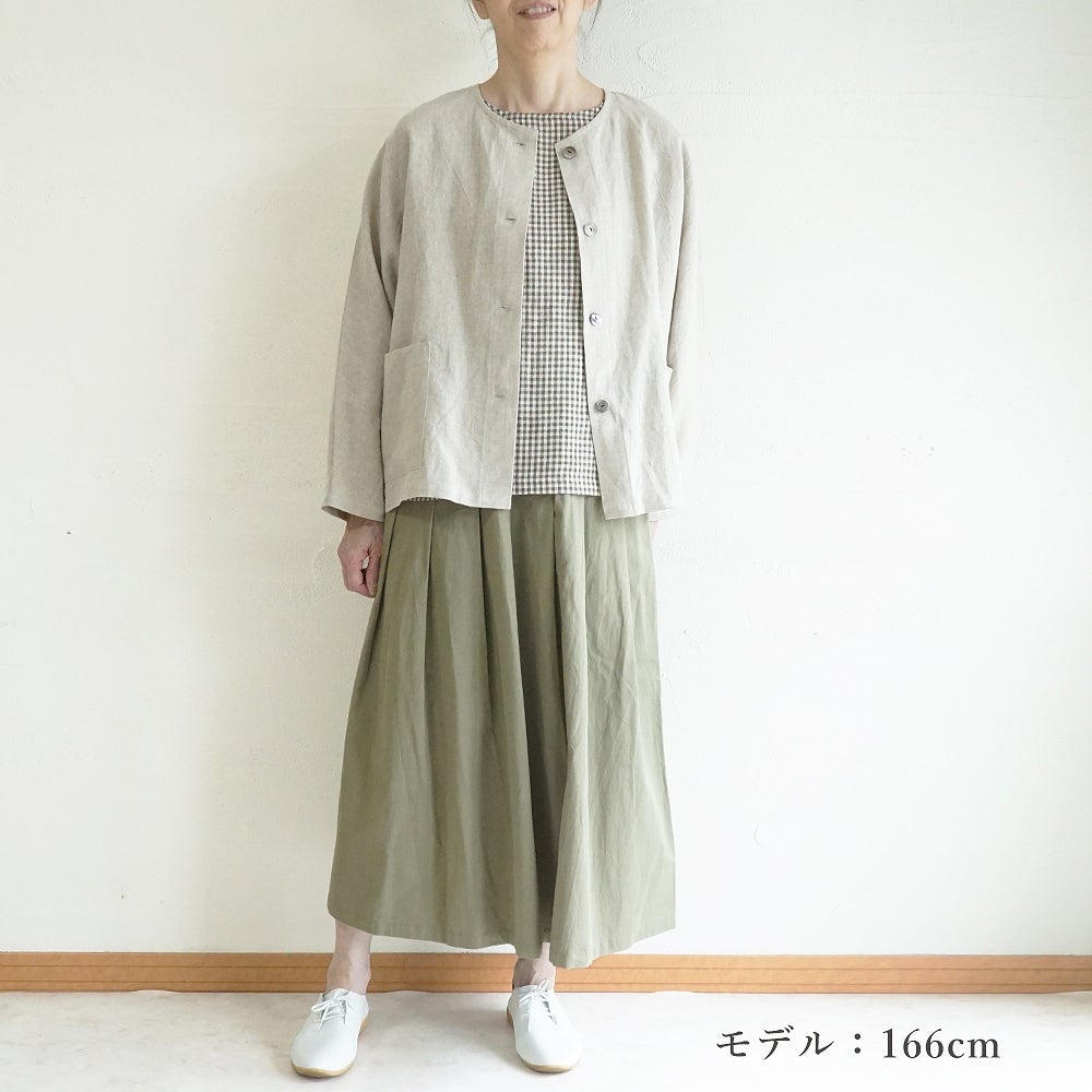 Branch m‘.,ブランチエム,ナチュラル,30代,40代,50代,60代,リネン,ゆったり,ジャケット,リネンジャケット,クルーネックジャケット,ノーカラージャケット,フォーマル,オケージョン,セットアップ,ドルマンスリーブ,ドルマンジャケット,