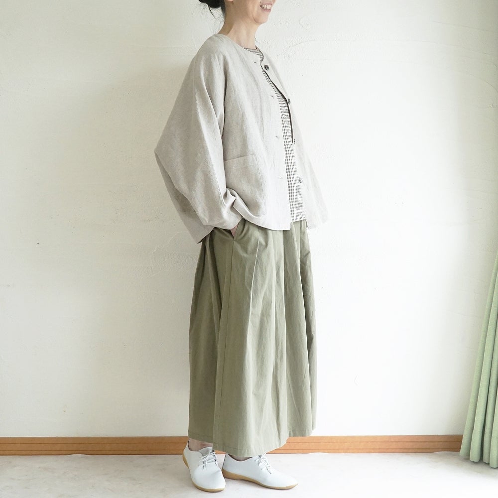 Branch m‘.,ブランチエム,ナチュラル,30代,40代,50代,60代,リネン,ゆったり,ジャケット,リネンジャケット,クルーネックジャケット,ノーカラージャケット,フォーマル,オケージョン,セットアップ,ドルマンスリーブ,ドルマンジャケット,