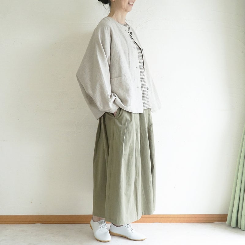 Branch m‘.,ブランチエム,ナチュラル,30代,40代,50代,60代,リネン,ゆったり,ジャケット,リネンジャケット,クルーネックジャケット,ノーカラージャケット,フォーマル,オケージョン,セットアップ,ドルマンスリーブ,ドルマンジャケット,