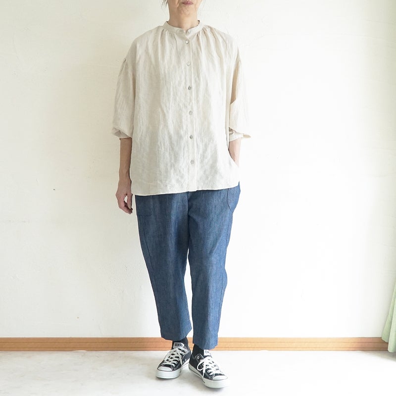 Branch m‘.,ブランチエム,ナチュラル,30代,40代,50代,60代,コットン,綿,ゆったり,パンツ,デニム,デニムパンツ,テーパードパンツ,デニムテーパードパンツ,サイドポケット,サイドポケットパンツ
