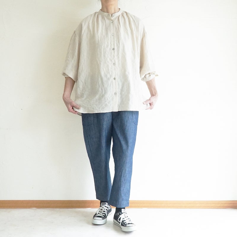 Branch m‘.,ブランチエム,ナチュラル,30代,40代,50代,60代,コットン,綿,ゆったり,パンツ,デニム,デニムパンツ,テーパードパンツ,デニムテーパードパンツ,サイドポケット,サイドポケットパンツ