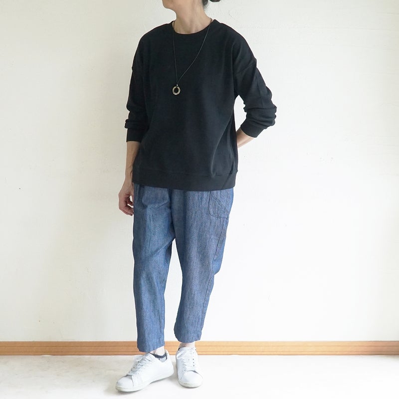 Branch m‘.,ブランチエム,ナチュラル,30代,40代,50代,60代,コットン,綿,ゆったり,パンツ,デニム,デニムパンツ,テーパードパンツ,デニムテーパードパンツ,サイドポケット,サイドポケットパンツ