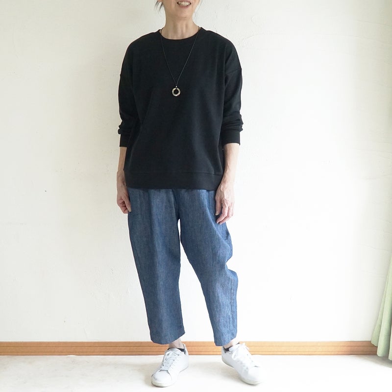 Branch m‘.,ブランチエム,ナチュラル,30代,40代,50代,60代,コットン,綿,ゆったり,パンツ,デニム,デニムパンツ,テーパードパンツ,デニムテーパードパンツ,サイドポケット,サイドポケットパンツ