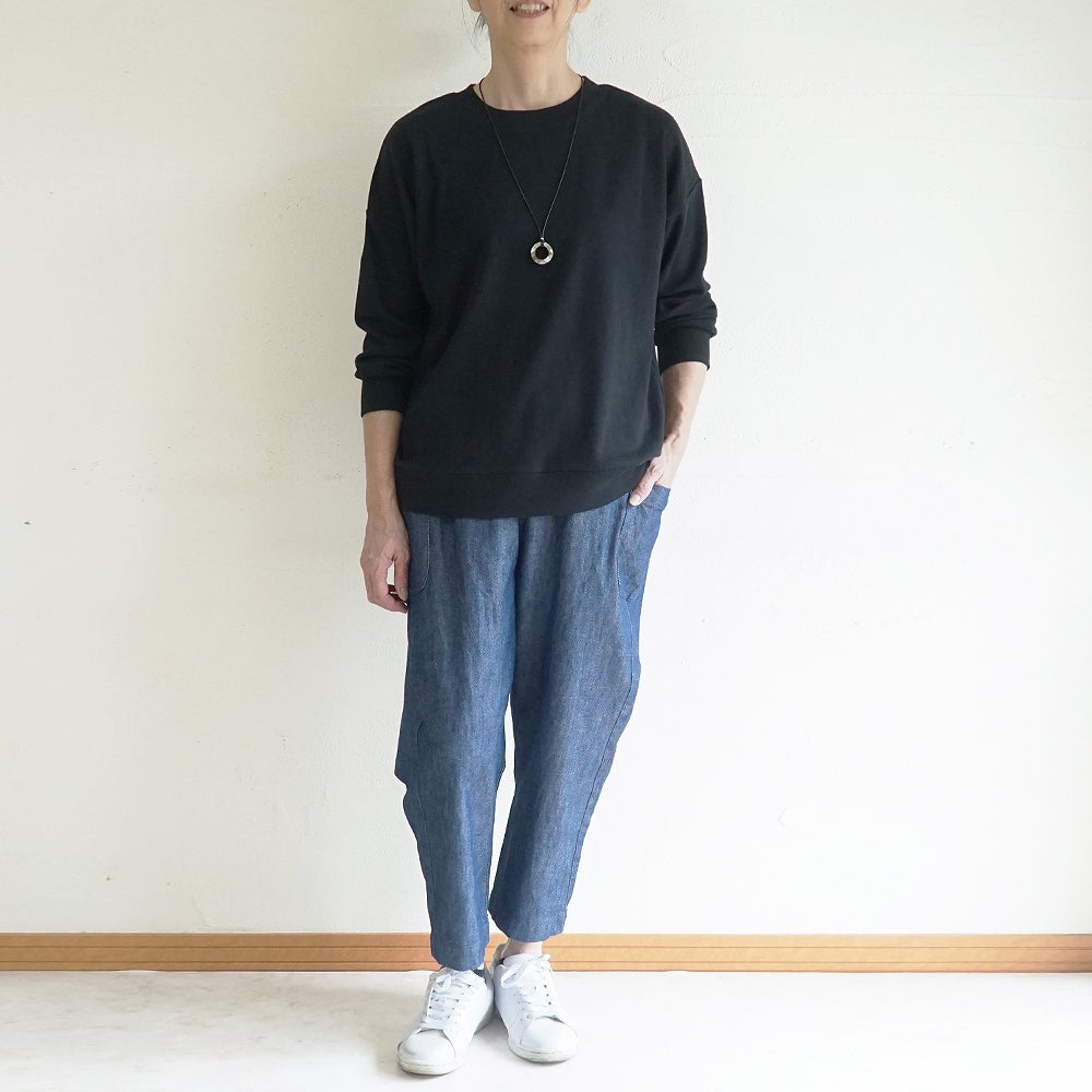 Branch m‘.,ブランチエム,ナチュラル,30代,40代,50代,60代,コットン,綿,ゆったり,パンツ,デニム,デニムパンツ,テーパードパンツ,デニムテーパードパンツ,サイドポケット,サイドポケットパンツ