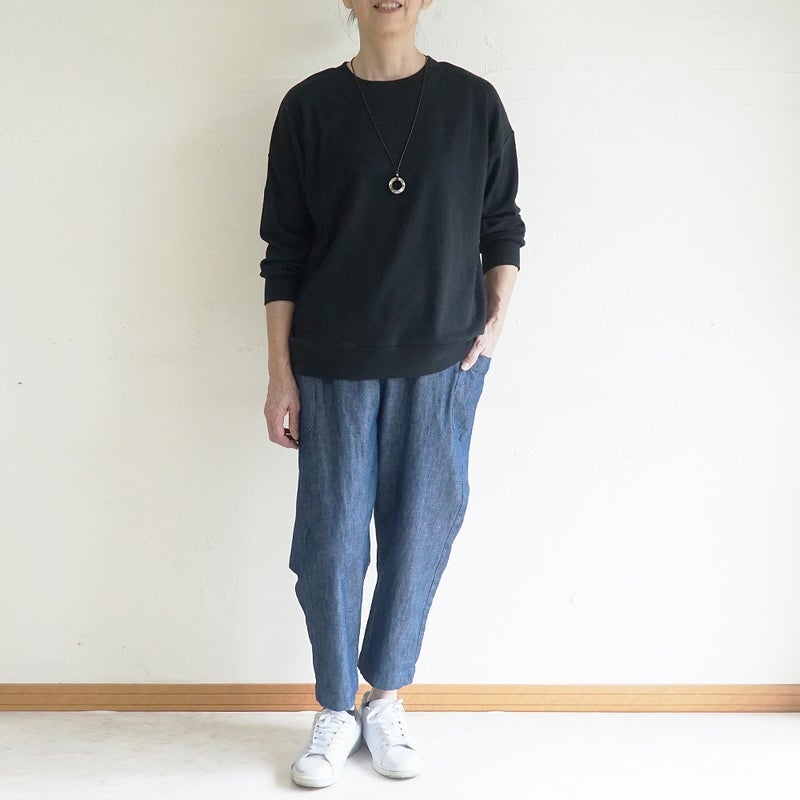 Branch m‘.,ブランチエム,ナチュラル,30代,40代,50代,60代,コットン,綿,ゆったり,パンツ,デニム,デニムパンツ,テーパードパンツ,デニムテーパードパンツ,サイドポケット,サイドポケットパンツ
