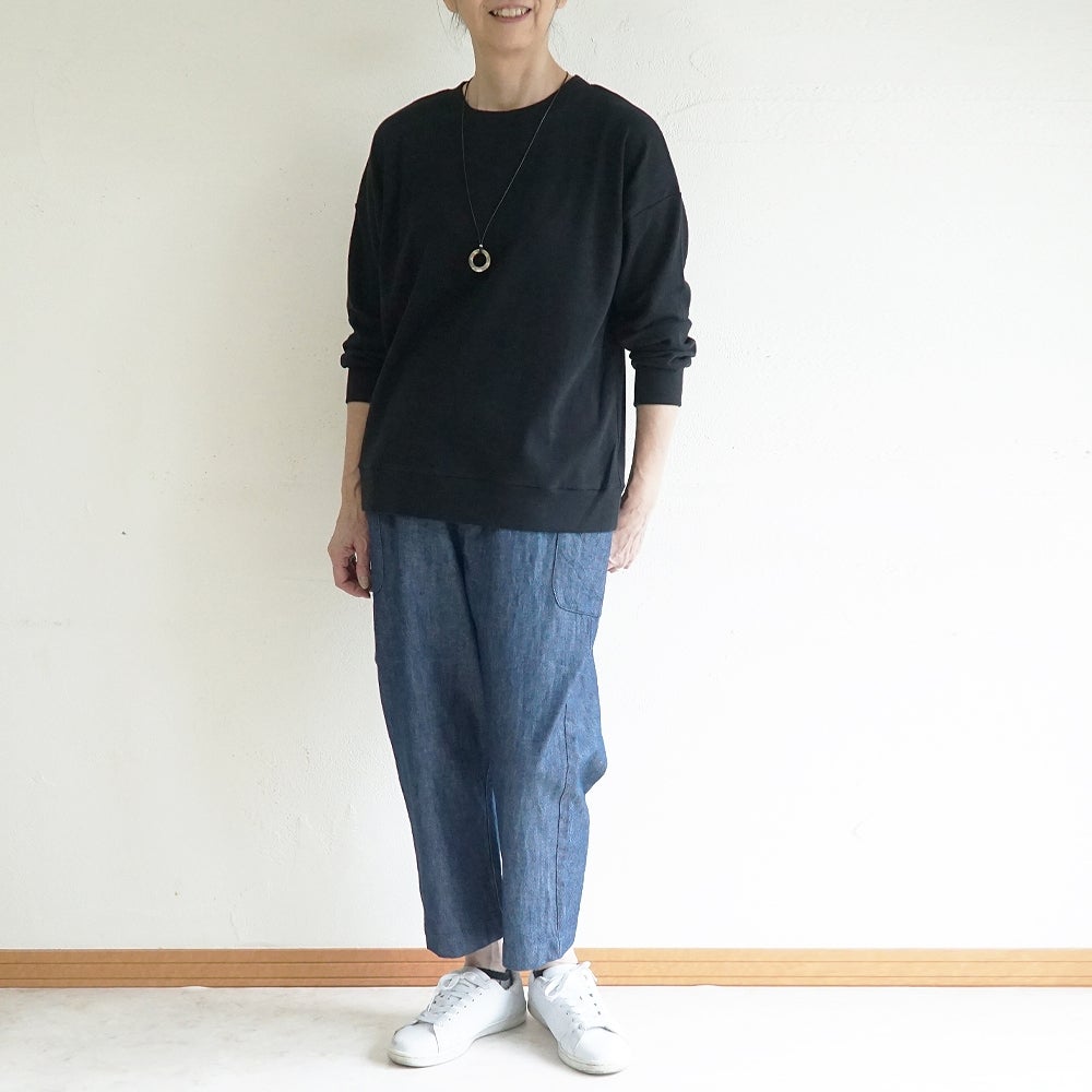Branch m‘.,ブランチエム,ナチュラル,30代,40代,50代,60代,コットン,綿,ゆったり,パンツ,デニム,デニムパンツ,テーパードパンツ,デニムテーパードパンツ,サイドポケット,サイドポケットパンツ