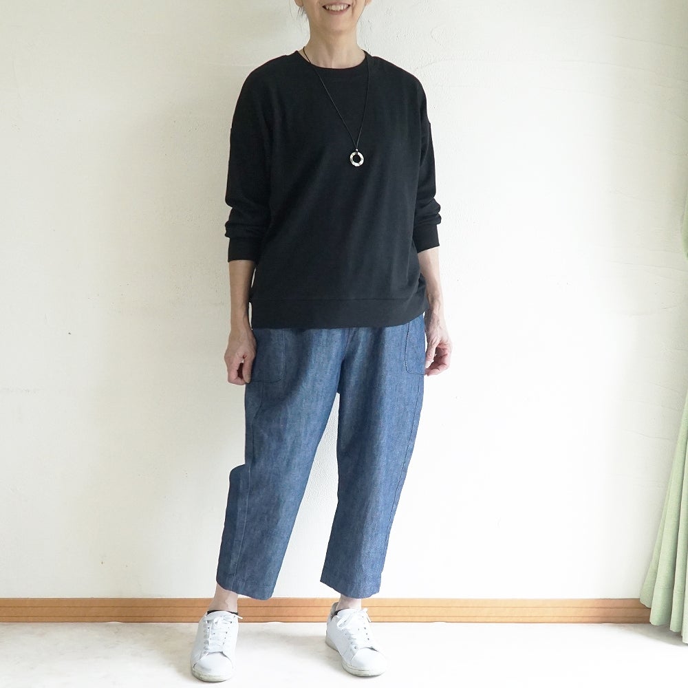 Branch m‘.,ブランチエム,ナチュラル,30代,40代,50代,60代,コットン,綿,ゆったり,パンツ,デニム,デニムパンツ,テーパードパンツ,デニムテーパードパンツ,サイドポケット,サイドポケットパンツ