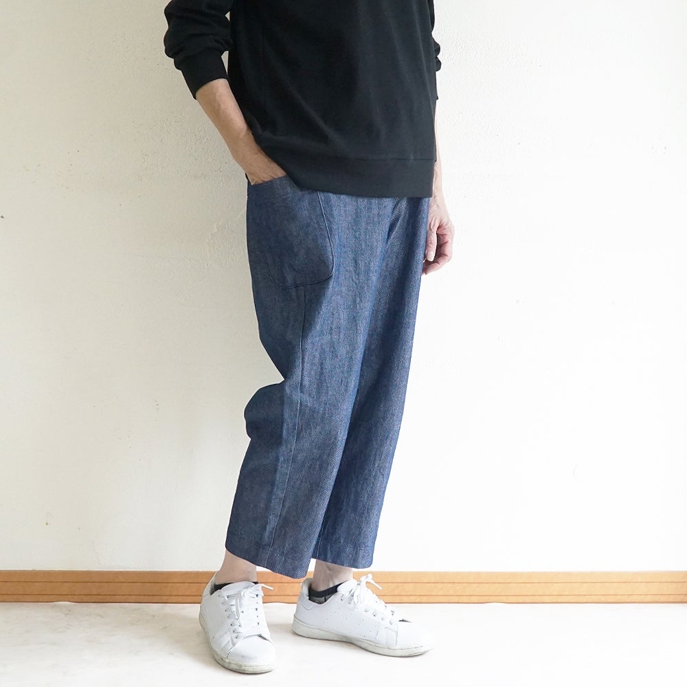 Branch m‘.,ブランチエム,ナチュラル,30代,40代,50代,60代,コットン,綿,ゆったり,パンツ,デニム,デニムパンツ,テーパードパンツ,デニムテーパードパンツ,サイドポケット,サイドポケットパンツ