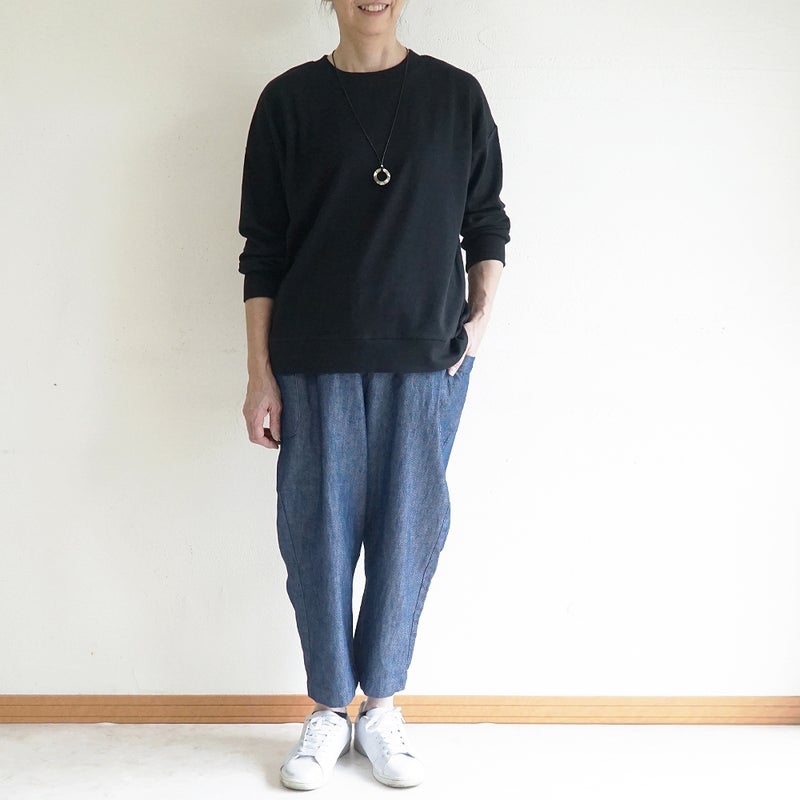Branch m‘.,ブランチエム,ナチュラル,30代,40代,50代,60代,コットン,綿,ゆったり,パンツ,デニム,デニムパンツ,テーパードパンツ,デニムテーパードパンツ,サイドポケット,サイドポケットパンツ