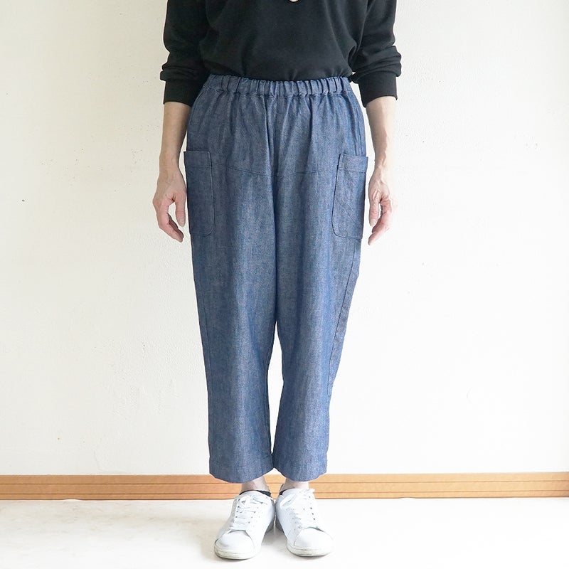 Branch m‘.,ブランチエム,ナチュラル,30代,40代,50代,60代,コットン,綿,ゆったり,パンツ,デニム,デニムパンツ,テーパードパンツ,デニムテーパードパンツ,サイドポケット,サイドポケットパンツ