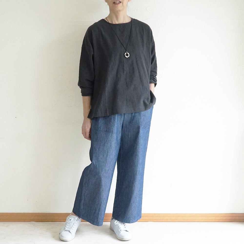 Branch m‘.,ブランチエム,ナチュラル,30代,40代,50代,60代,コットン,綿,ゆったり,パンツ,デニム,デニムパンツ,ベイカーパンツ,ストレートパンツ,デニムストレートパンツ,ワイドパンツ,デニムワイドパンツ