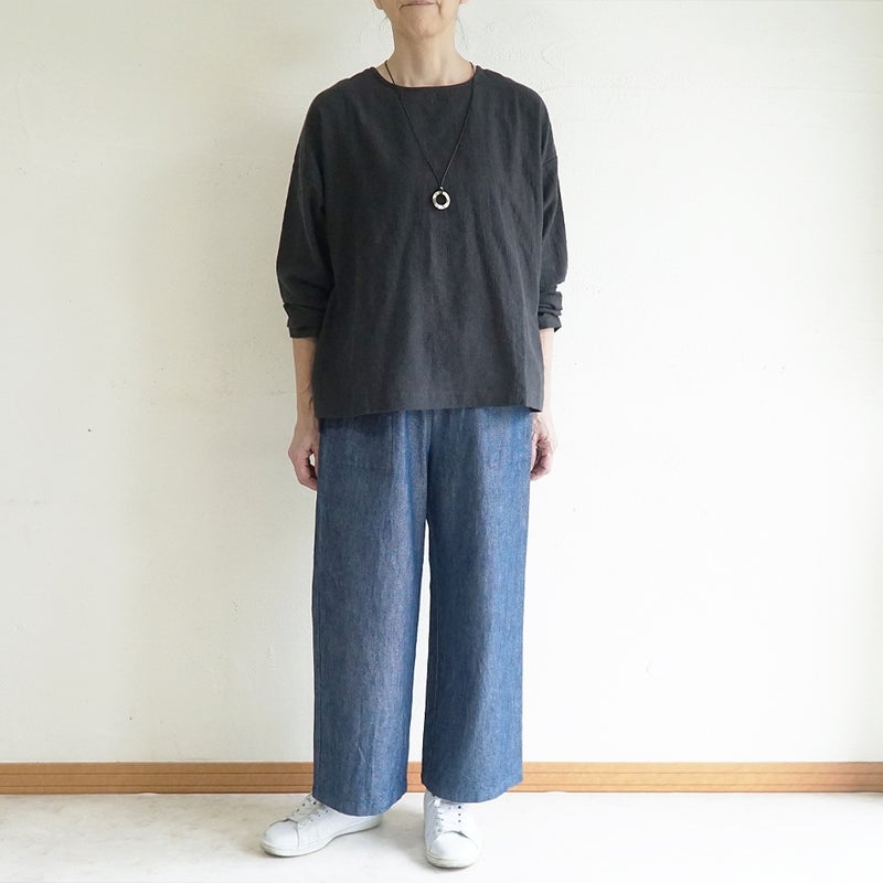 Branch m‘.,ブランチエム,ナチュラル,30代,40代,50代,60代,コットン,綿,ゆったり,パンツ,デニム,デニムパンツ,ベイカーパンツ,ストレートパンツ,デニムストレートパンツ,ワイドパンツ,デニムワイドパンツ