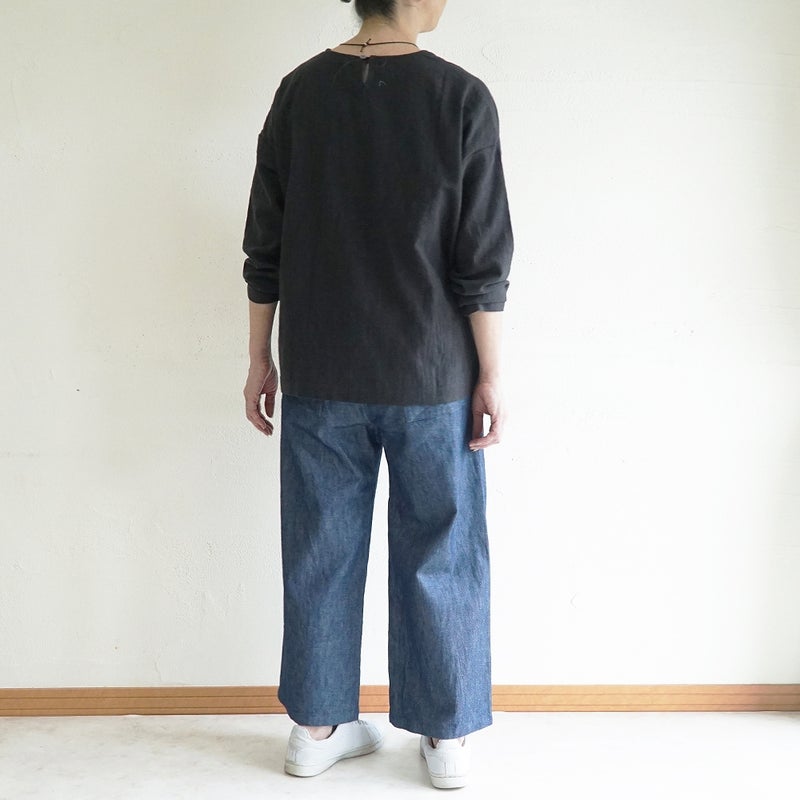 Branch m‘.,ブランチエム,ナチュラル,30代,40代,50代,60代,コットン,綿,ゆったり,パンツ,デニム,デニムパンツ,ベイカーパンツ,ストレートパンツ,デニムストレートパンツ,ワイドパンツ,デニムワイドパンツ
