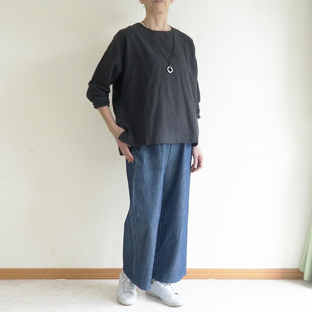 Branch m‘.,ブランチエム,ナチュラル,30代,40代,50代,60代,コットン,綿,ゆったり,パンツ,デニム,デニムパンツ,ベイカーパンツ,ストレートパンツ,デニムストレートパンツ,ワイドパンツ,デニムワイドパンツ