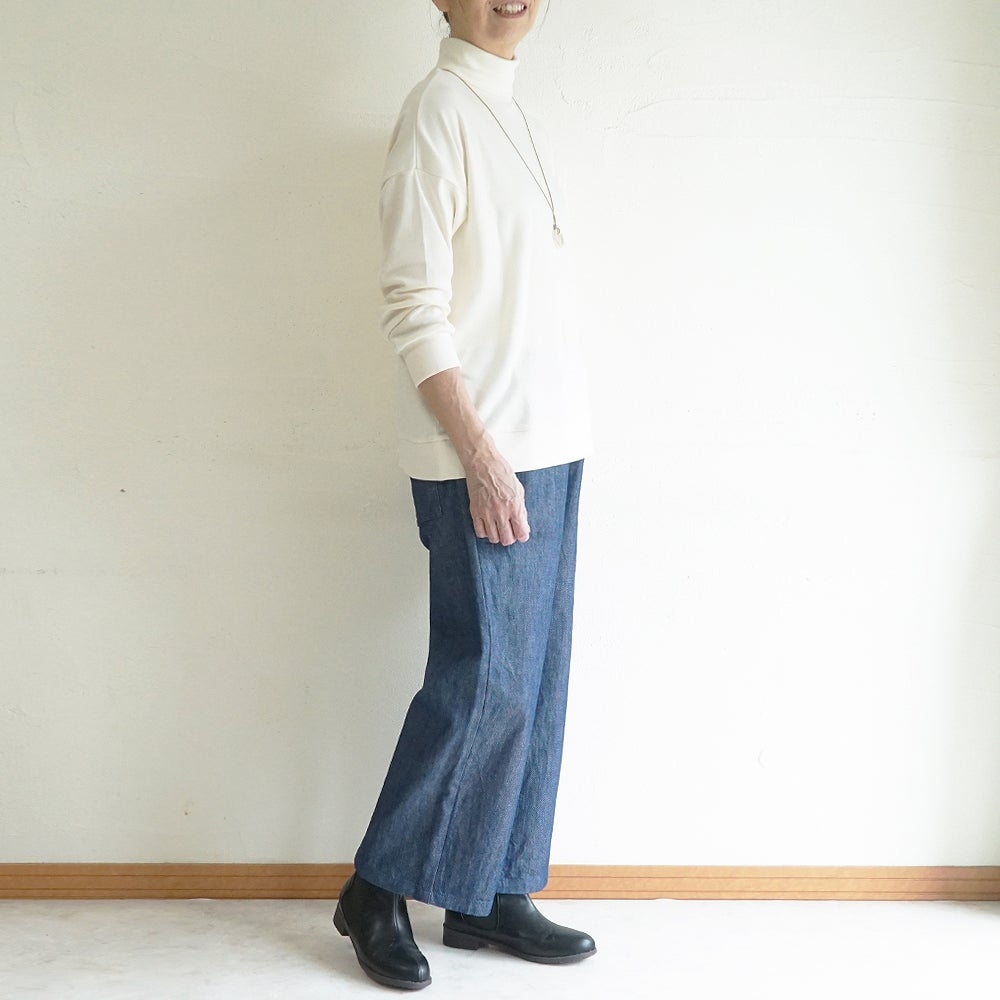 Branch m‘.,ブランチエム,ナチュラル,30代,40代,50代,60代,コットン,綿,ゆったり,パンツ,デニム,デニムパンツ,ベイカーパンツ,ストレートパンツ,デニムストレートパンツ,ワイドパンツ,デニムワイドパンツ