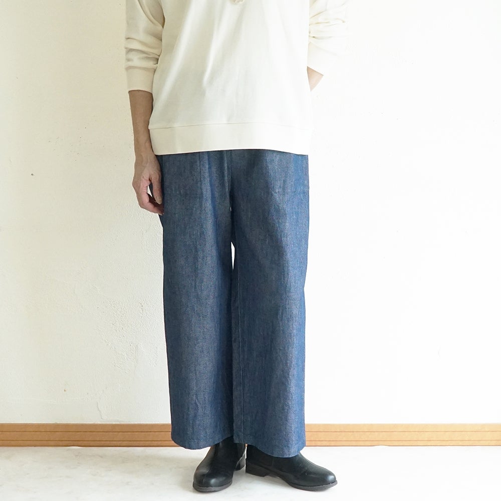 Branch m‘.,ブランチエム,ナチュラル,30代,40代,50代,60代,コットン,綿,ゆったり,パンツ,デニム,デニムパンツ,ベイカーパンツ,ストレートパンツ,デニムストレートパンツ,ワイドパンツ,デニムワイドパンツ