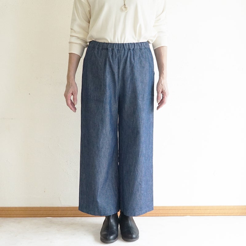 Branch m‘.,ブランチエム,ナチュラル,30代,40代,50代,60代,コットン,綿,ゆったり,パンツ,デニム,デニムパンツ,ベイカーパンツ,ストレートパンツ,デニムストレートパンツ,ワイドパンツ,デニムワイドパンツ