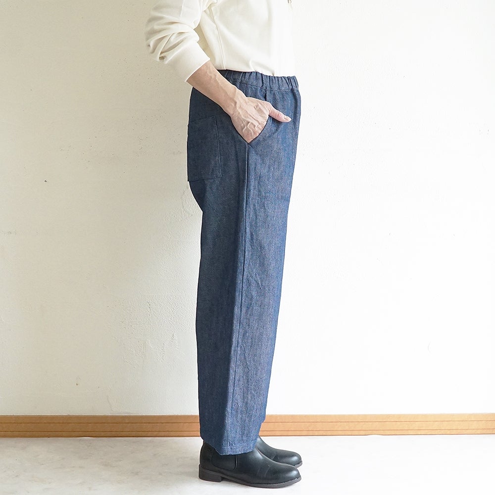 Branch m‘.,ブランチエム,ナチュラル,30代,40代,50代,60代,コットン,綿,ゆったり,パンツ,デニム,デニムパンツ,ベイカーパンツ,ストレートパンツ,デニムストレートパンツ,ワイドパンツ,デニムワイドパンツ