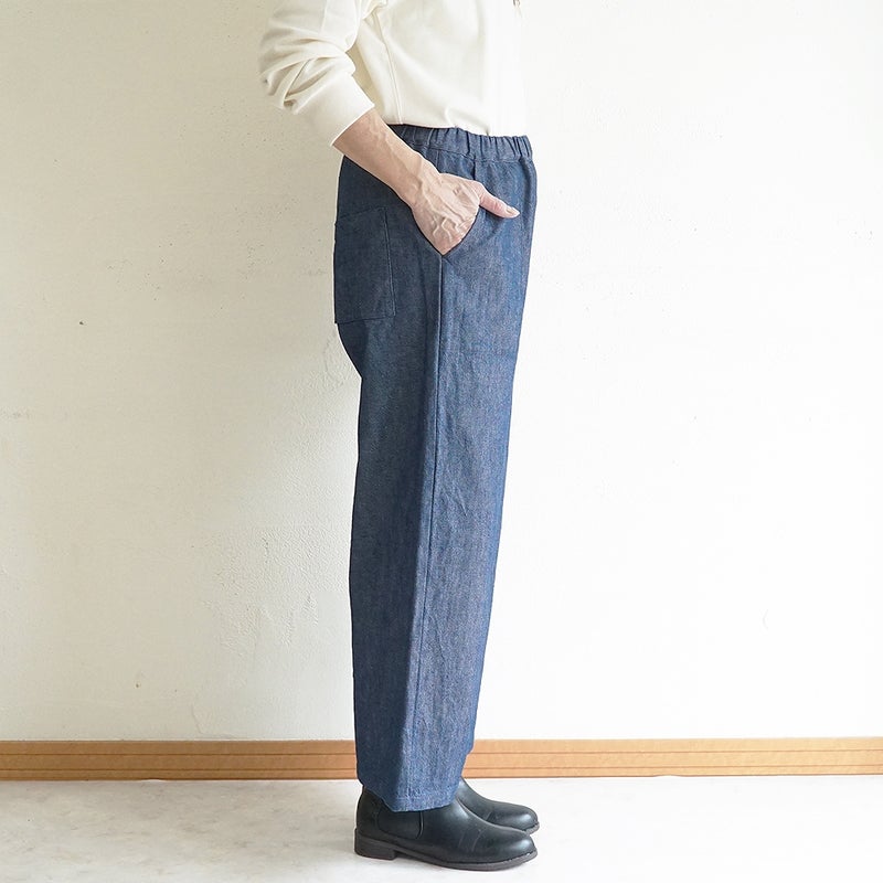 Branch m‘.,ブランチエム,ナチュラル,30代,40代,50代,60代,コットン,綿,ゆったり,パンツ,デニム,デニムパンツ,ベイカーパンツ,ストレートパンツ,デニムストレートパンツ,ワイドパンツ,デニムワイドパンツ