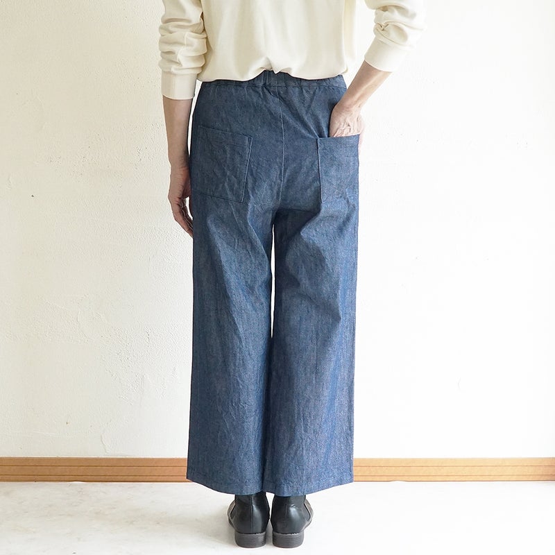 Branch m‘.,ブランチエム,ナチュラル,30代,40代,50代,60代,コットン,綿,ゆったり,パンツ,デニム,デニムパンツ,ベイカーパンツ,ストレートパンツ,デニムストレートパンツ,ワイドパンツ,デニムワイドパンツ