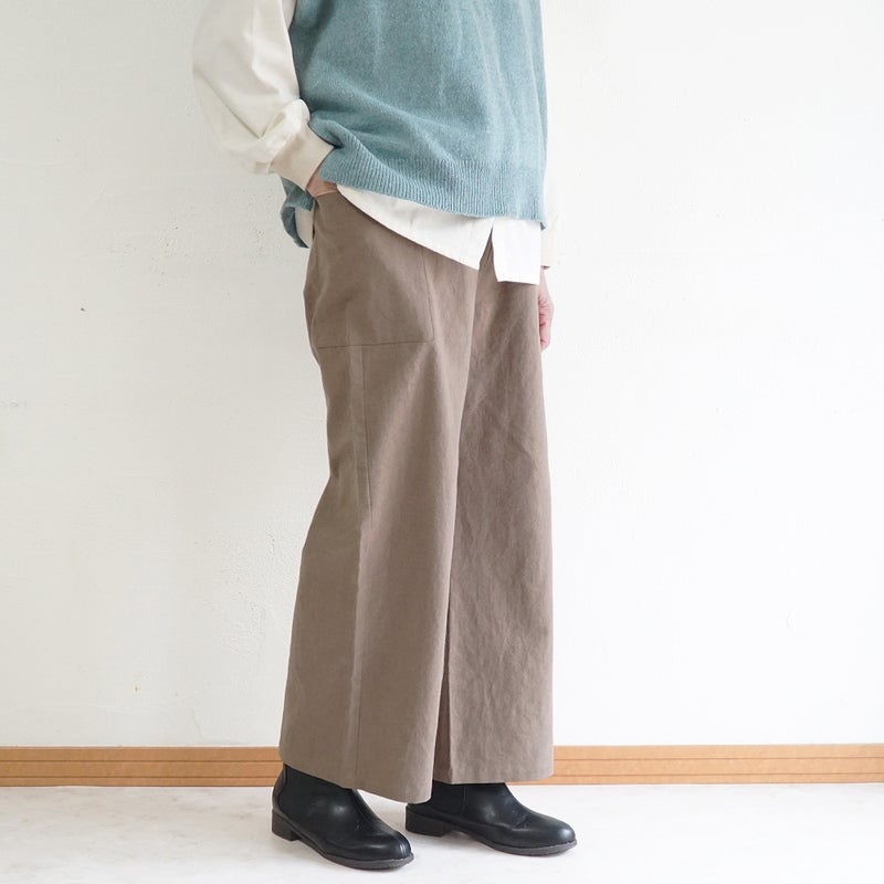 Branch m‘.,ブランチエム,ナチュラル,30代,40代,50代,60代,リネン,ゆったり,麻,コットン,綿,コットンリネン,pants,パンツ,ワイドパンツ,ストレートパンツ,サイドポケットパンツ,サイドポケット,