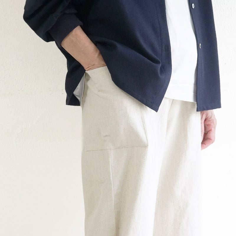 Branch m‘.,ブランチエム,ナチュラル,30代,40代,50代,60代,リネン,ゆったり,麻,コットン,綿,コットンリネン,pants,パンツ,ワイドパンツ,ストレートパンツ,サイドポケットパンツ,サイドポケット,