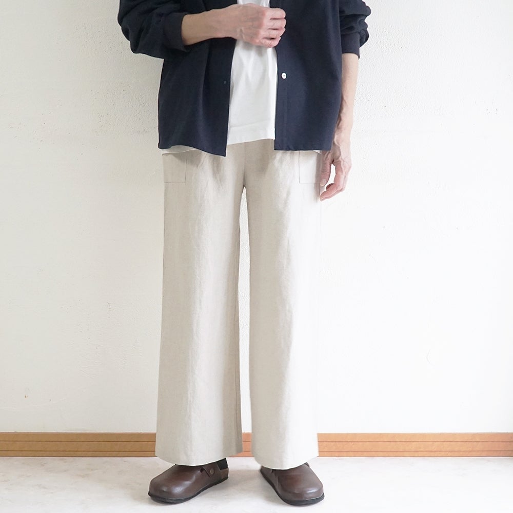 Branch m‘.,ブランチエム,ナチュラル,30代,40代,50代,60代,リネン,ゆったり,麻,コットン,綿,コットンリネン,pants,パンツ,ワイドパンツ,ストレートパンツ,サイドポケットパンツ,サイドポケット,