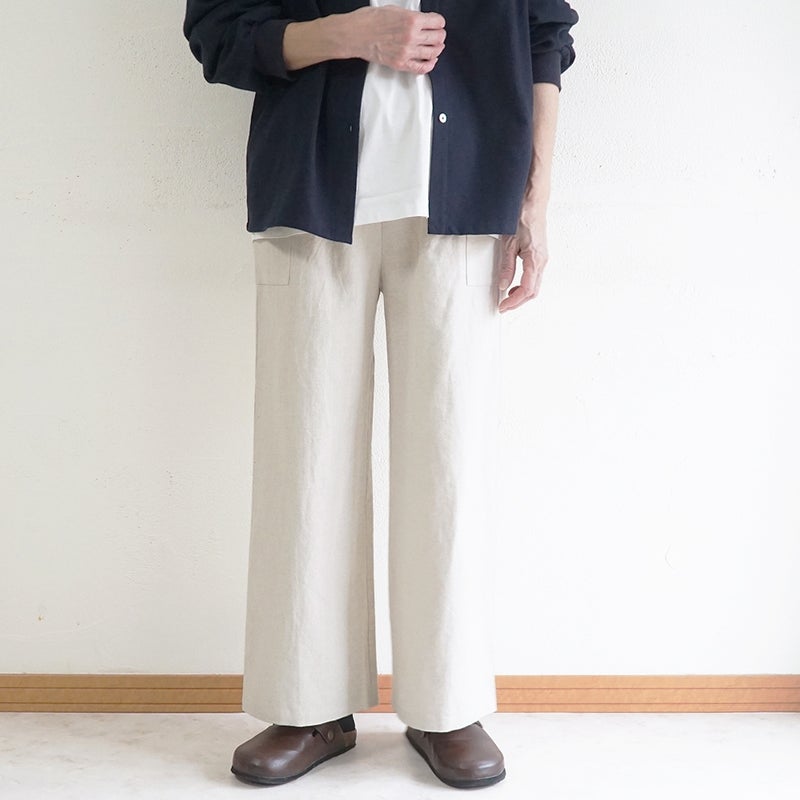 Branch m‘.,ブランチエム,ナチュラル,30代,40代,50代,60代,リネン,ゆったり,麻,コットン,綿,コットンリネン,pants,パンツ,ワイドパンツ,ストレートパンツ,サイドポケットパンツ,サイドポケット,