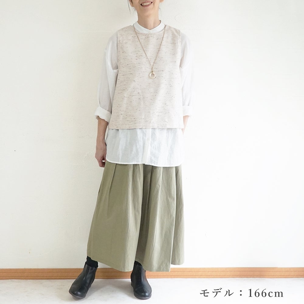 Branch m‘.,ブランチエム,ナチュラル,30代,40代,50代,60代,コットン,綿,ゆったり,ベスト,2wayベスト,2way, ネップ,ジャズネップ