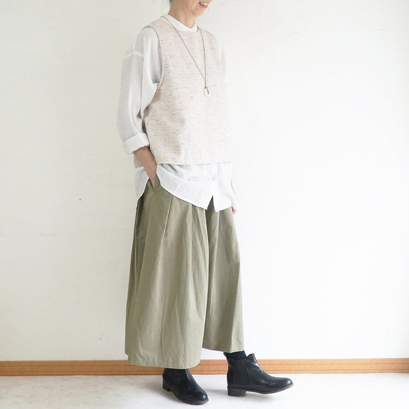 Branch m‘.,ブランチエム,ナチュラル,30代,40代,50代,60代,コットン,綿,ゆったり,ベスト,2wayベスト,2way, ネップ,ジャズネップ