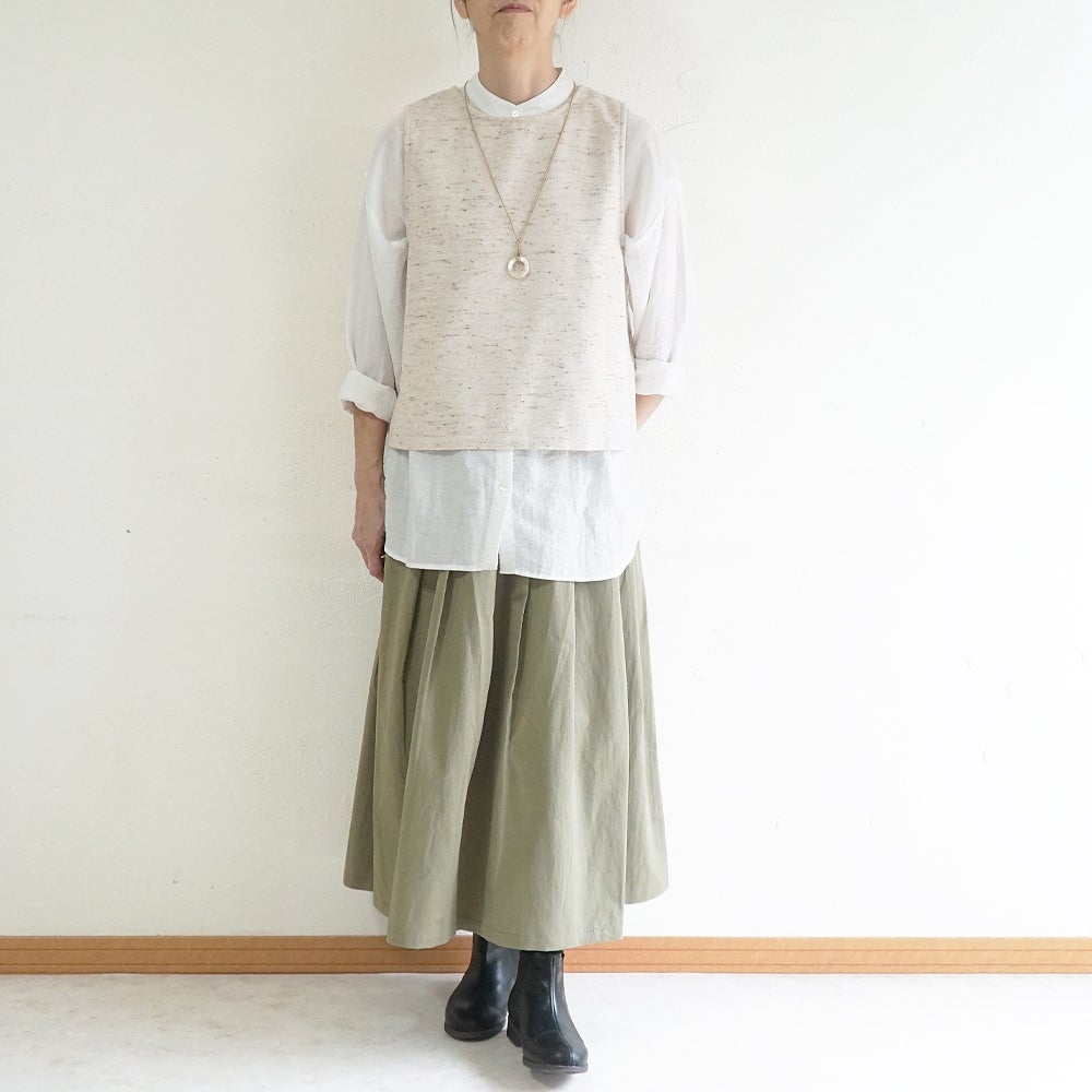 Branch m‘.,ブランチエム,ナチュラル,30代,40代,50代,60代,コットン,綿,ゆったり,ベスト,2wayベスト,2way, ネップ,ジャズネップ