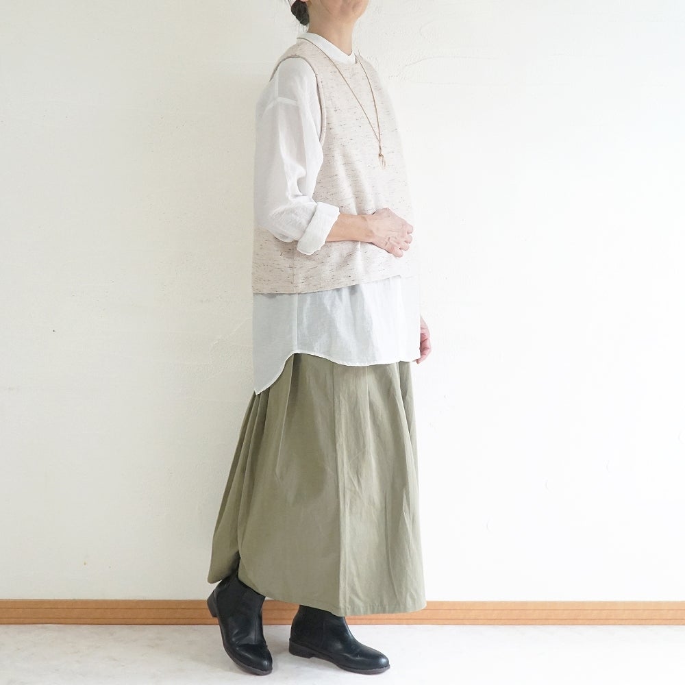 Branch m‘.,ブランチエム,ナチュラル,30代,40代,50代,60代,コットン,綿,ゆったり,ベスト,2wayベスト,2way, ネップ,ジャズネップ