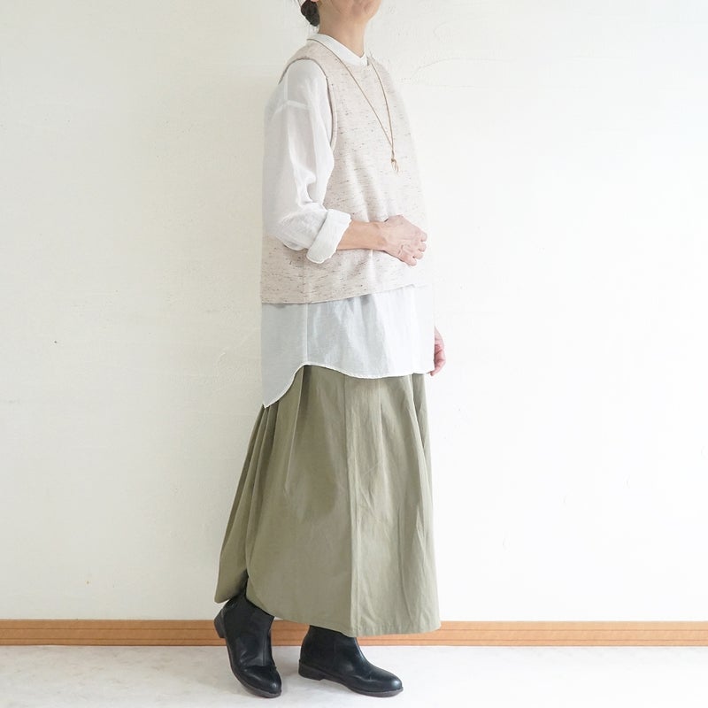 Branch m‘.,ブランチエム,ナチュラル,30代,40代,50代,60代,コットン,綿,ゆったり,ベスト,2wayベスト,2way, ネップ,ジャズネップ