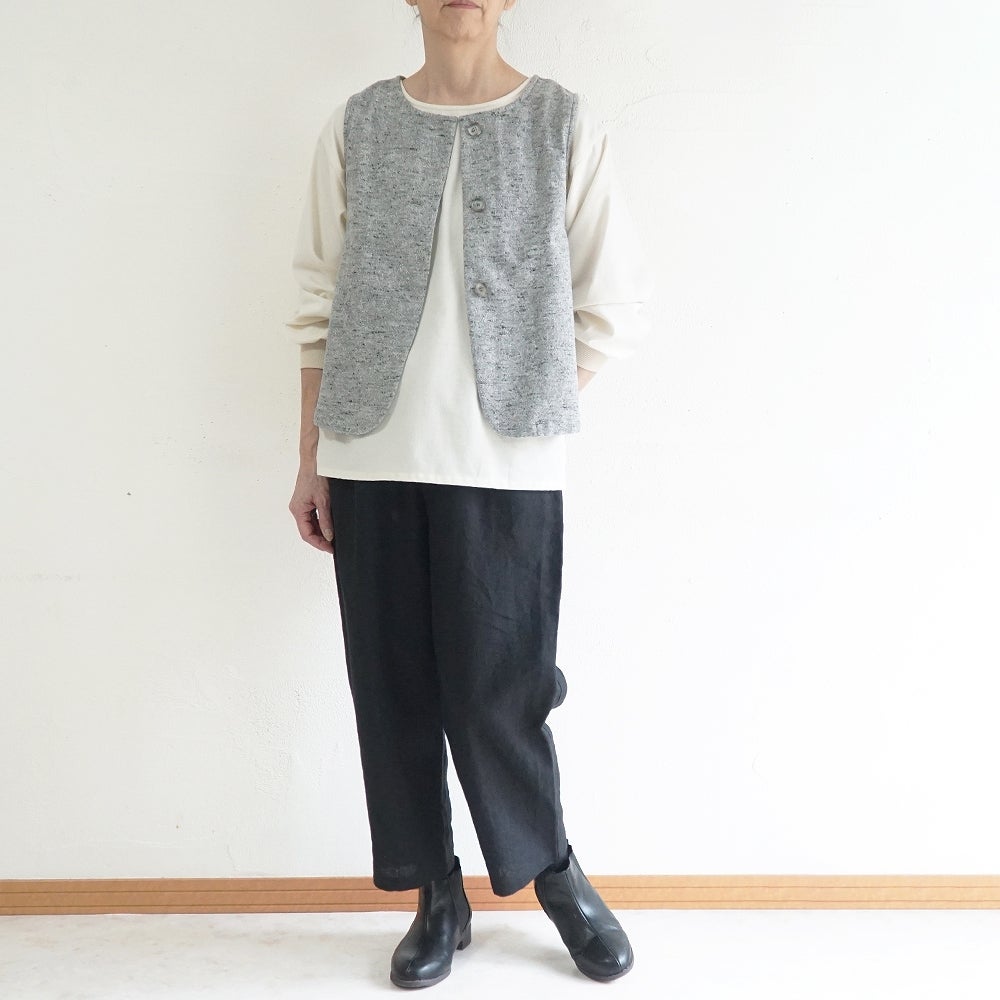 Branch m‘.,ブランチエム,ナチュラル,30代,40代,50代,60代,コットン,綿,ゆったり,ベスト,2wayベスト,2way, ネップ,ジャズネップ