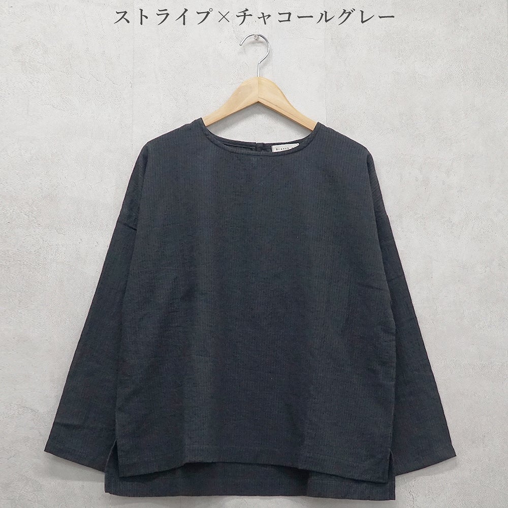 Branch m‘.,ブランチエム,ナチュラル,30代,40代,50代,60代,コットン,ゆったり,綿,ブラウス,プルオーバー,綿ブラウス,Tシャツ