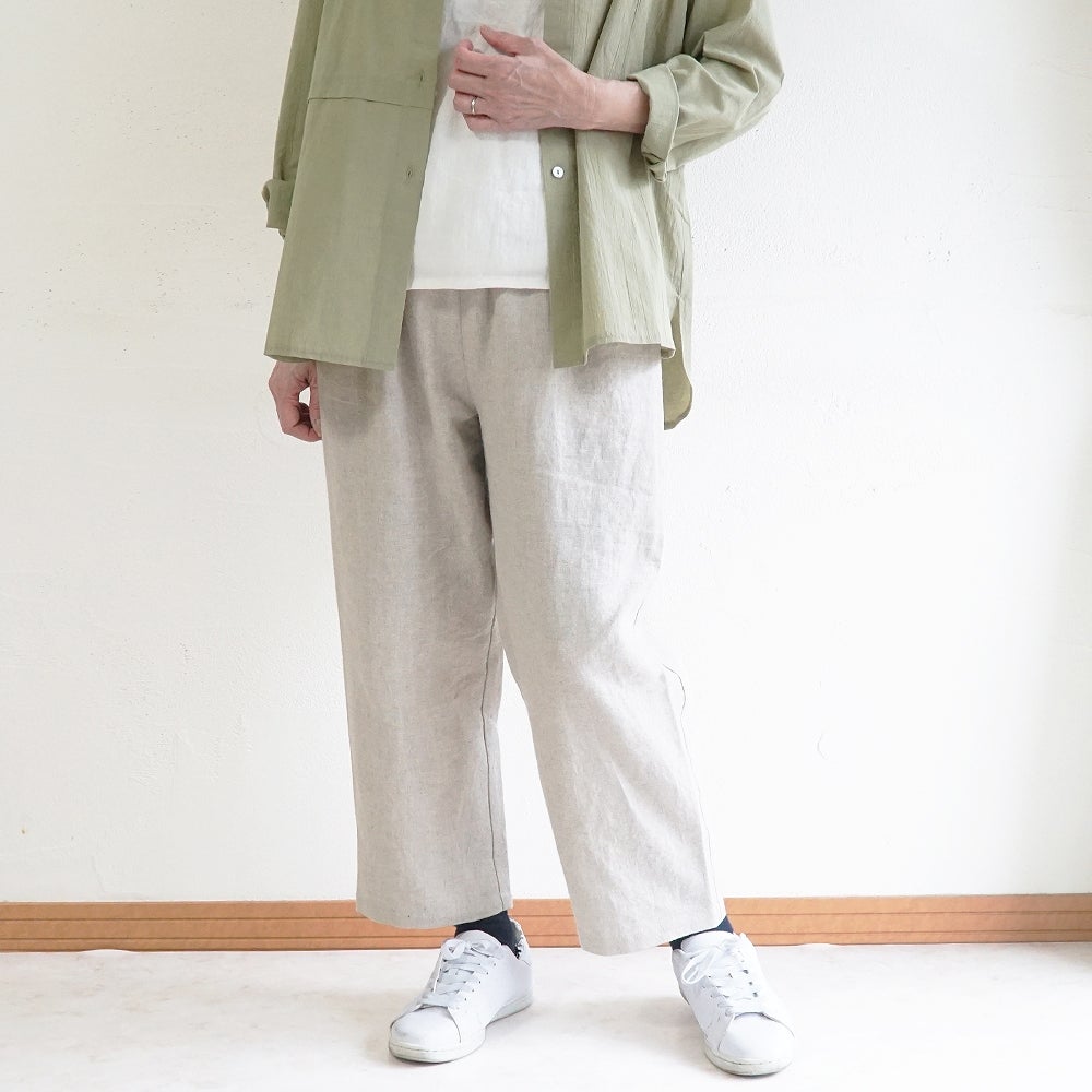 Branch m‘.,ブランチエム,ナチュラル,30代,40代,50代,60代,コーデセット,コーディネートセット,セット売り,ゆったり,リネン,ブラウス,チュニック,チュニックブラウス,チュニックシャツ,シャツ,シアーブラウス,シアーシャツ,パンツ,リネンパンツ,テーパード,テーパードパンツ