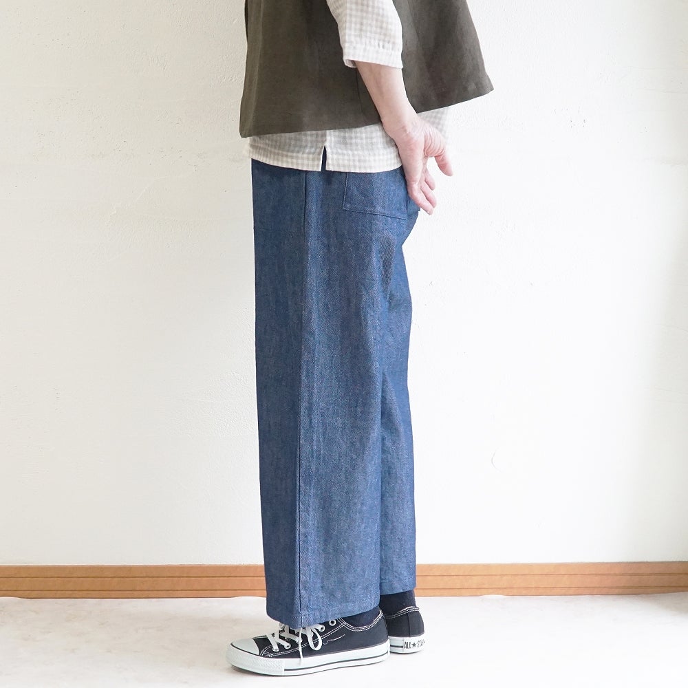 Branch m‘.,ブランチエム,ナチュラル,30代,40代,50代,60代,コーデセット,コーディネートセット,セット売り,ゆったり,リネン,ベスト,リネンベスト,2wayベスト,デニム,デニムパンツ,ストレートパンツ,ベイカーパンツ,パンツ,