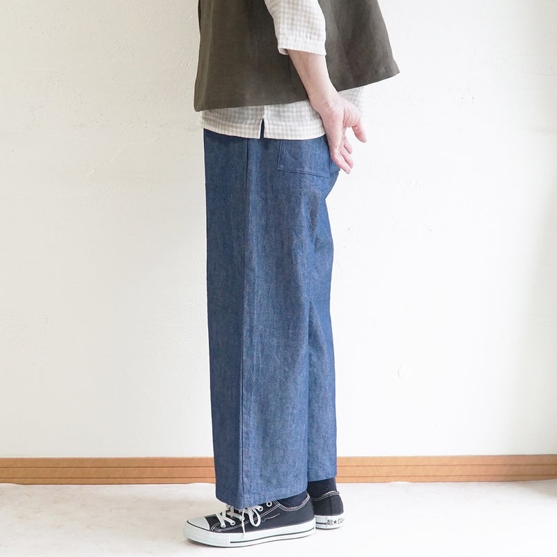 Branch m‘.,ブランチエム,ナチュラル,30代,40代,50代,60代,コーデセット,コーディネートセット,セット売り,ゆったり,リネン,ベスト,リネンベスト,2wayベスト,デニム,デニムパンツ,ストレートパンツ,ベイカーパンツ,パンツ,