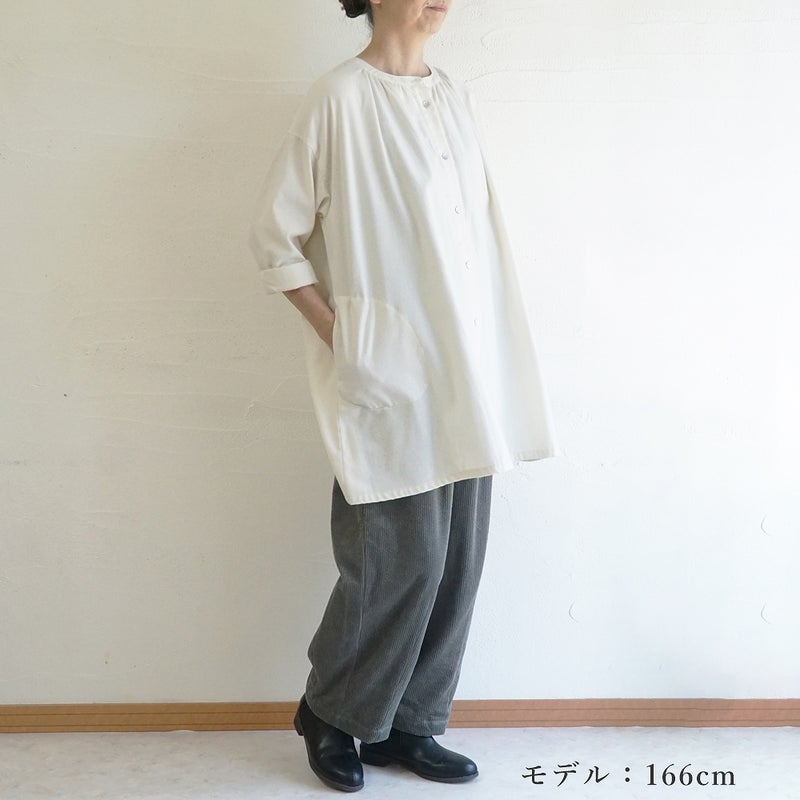 Branch m‘.,ブランチエム,ナチュラル,30代,40代,50代,60代,コットン,ゆったり,綿,ブラウス,シャツ,チュニック,チュニックブラウス,ギャザーブラウス,ギャザーチュニック,羽織