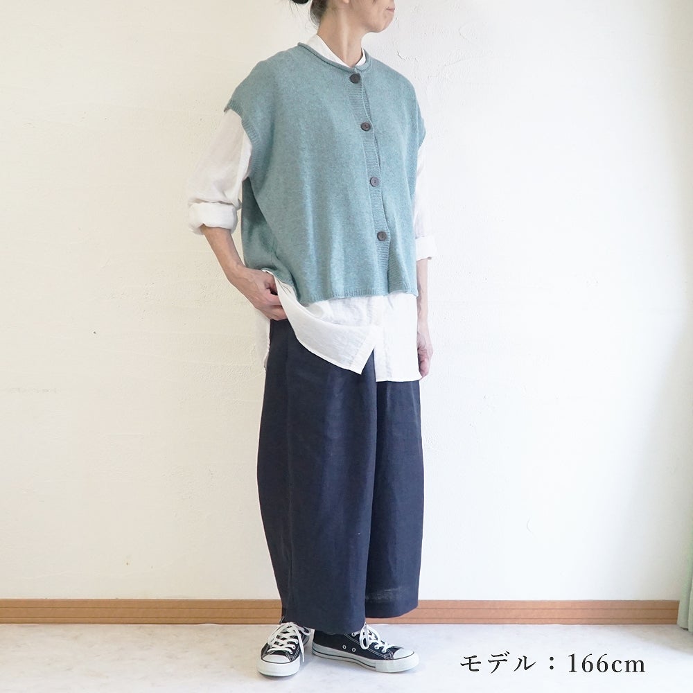 Branch m‘.,ブランチエム,ナチュラル,30代,40代,50代,60代,ウール,綿,ゆったり,ニット,ベスト,ニットベスト,前あき,前あきベスト,