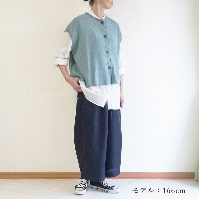Branch m‘.,ブランチエム,ナチュラル,30代,40代,50代,60代,ウール,綿,ゆったり,ニット,ベスト,ニットベスト,前あき,前あきベスト,