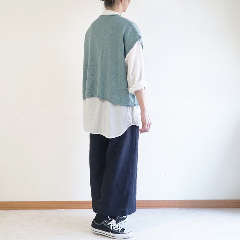 Branch m‘.,ブランチエム,ナチュラル,30代,40代,50代,60代,ウール,綿,ゆったり,ニット,ベスト,ニットベスト,前あき,前あきベスト,