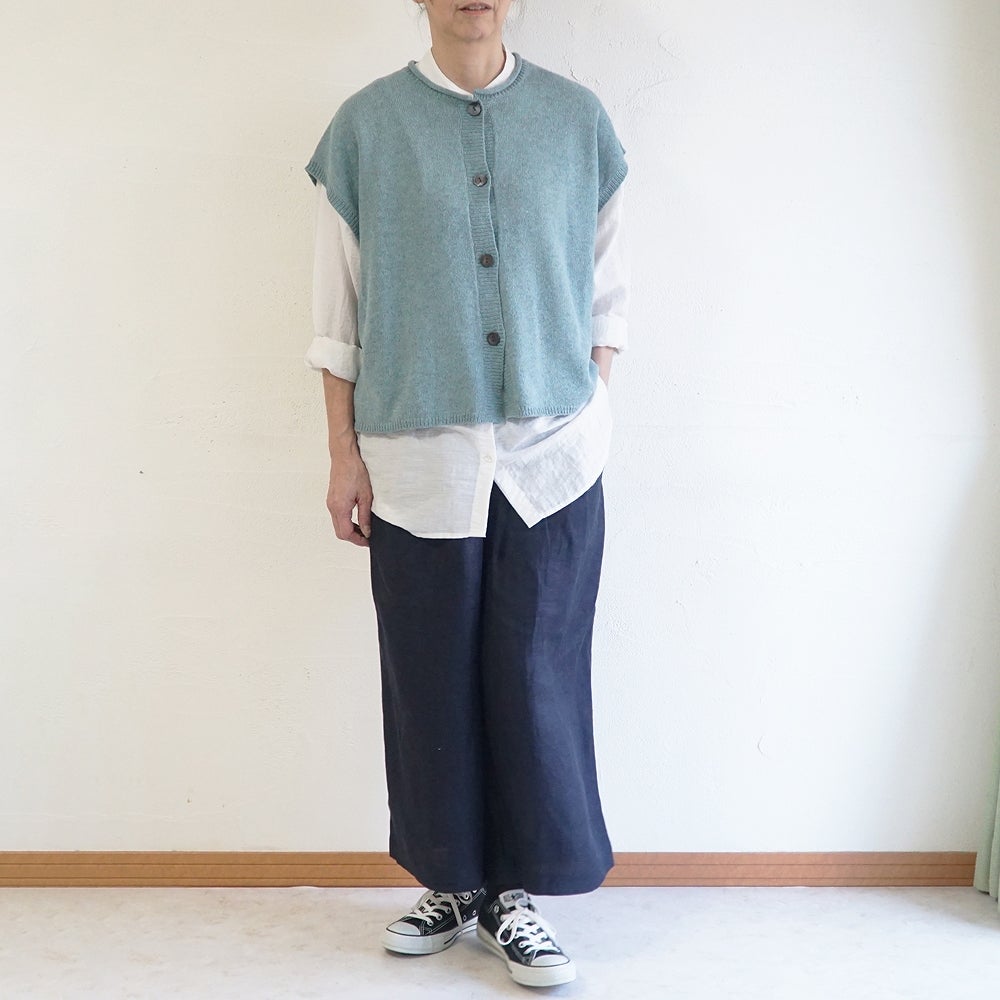 Branch m‘.,ブランチエム,ナチュラル,30代,40代,50代,60代,ウール,綿,ゆったり,ニット,ベスト,ニットベスト,前あき,前あきベスト,