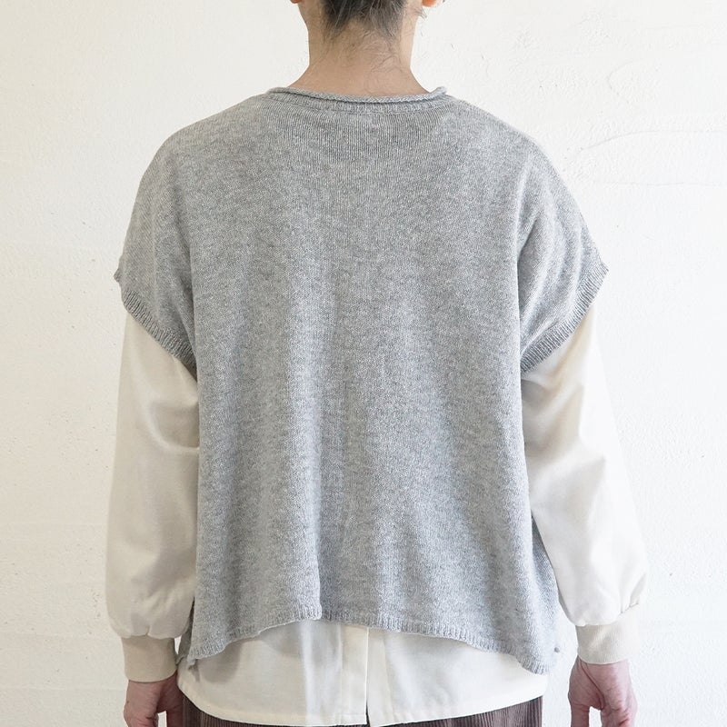 Branch m‘.,ブランチエム,ナチュラル,30代,40代,50代,60代,ウール,綿,ゆったり,ニット,ベスト,ニットベスト,前あき,前あきベスト,