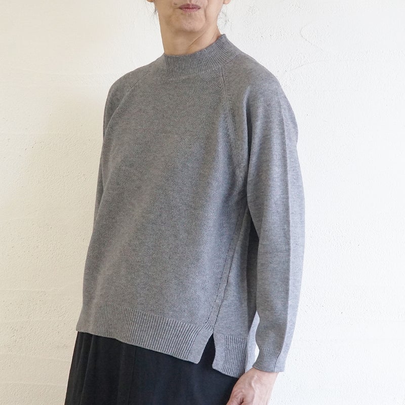 Branch m‘.,ブランチエム,ナチュラル,30代,40代,50代,60代,ゆったり,ニット,ニットプルオーバー,プルオーバー,ハイネック,ハイネックニット,カノコ編み