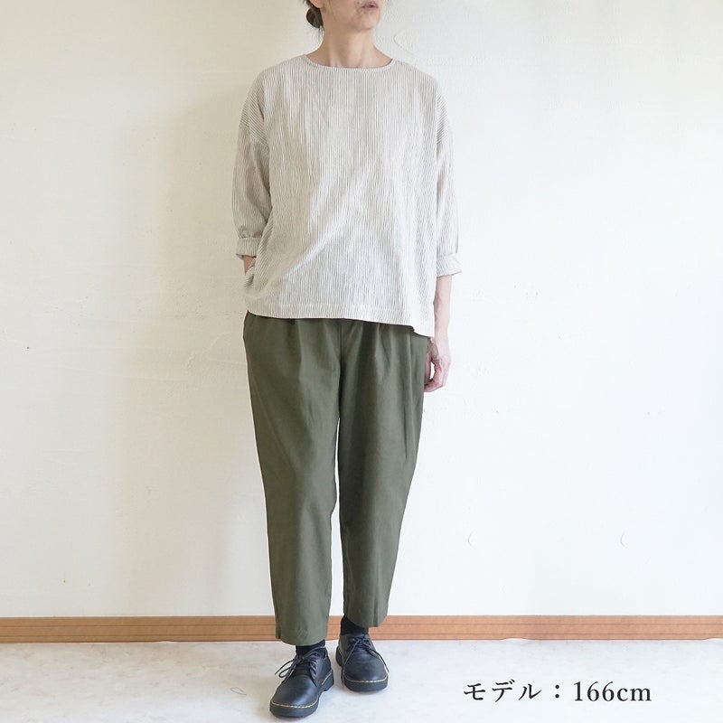Branch m‘.,ブランチエム,ナチュラル,30代,40代,50代,60代,リネン,ゆったり,コットン,綿,pants,パンツ,テーパードパンツ,テーパード,タックパンツ,タック,タックテーパード,タックテーパードパンツ