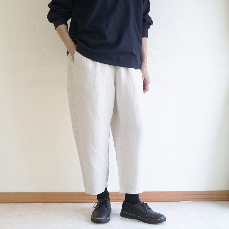Branch m‘.,ブランチエム,ナチュラル,30代,40代,50代,60代,リネン,ゆったり,麻,pants,パンツ,テーパードパンツ,テーパード,タックパンツ,タック,タックテーパード,タックテーパードパンツ,te-to,テト